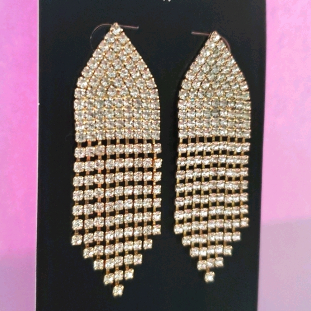 J. Crew Crystal Waterfall Satement Earrings NWT